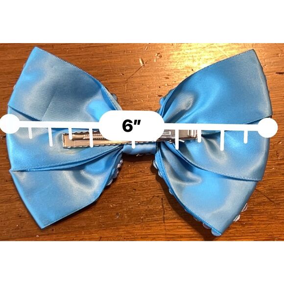 Rhinestone Sparkle Bowtie Bow Hair Clip 6in - Picture 8 of 8